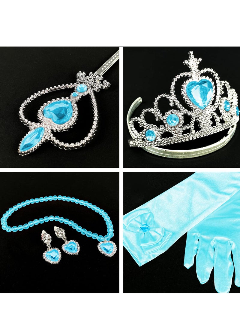 Mordely Princess Dress Up Accessories, Set of 6 Elsa Dress Up Set for Toddler Girls Kids Girls with Elsa Crown,Wand,Gloves,Necklace,Earrings,Bracelet Gift Sets for Little Girls Halloween Party Cosplay Set  - Image 5