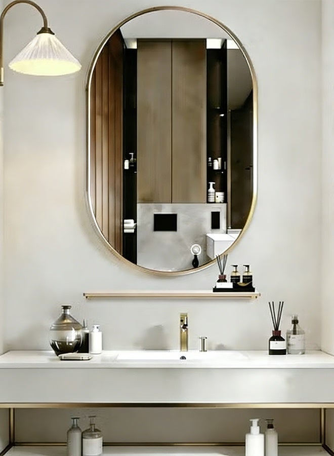 شاربدو - مرآة معلقة على الحائط 40سم × 60سم - مرآة حمام برف مدمج – مرآة معلقة على الحائط بإطار من سبائك الألمنيوم، زجاج عالي الدقة للغرفة النوم/الغرفة المعيشية - Image 2