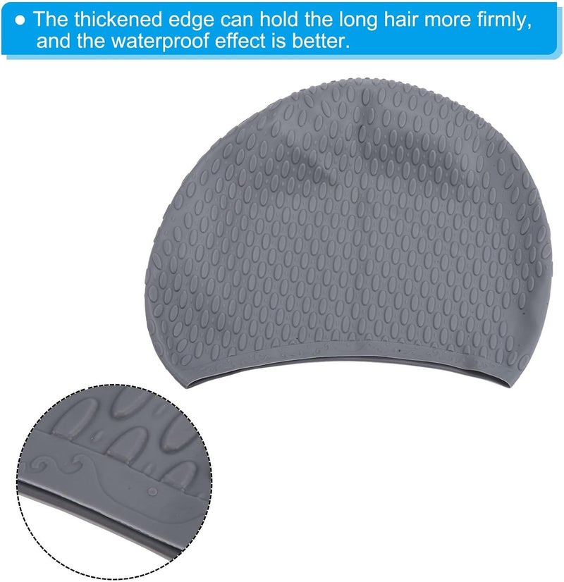 ZOTO Silicone Swimming Cap with Textured Water Drop Pattern - Grey - Image 3