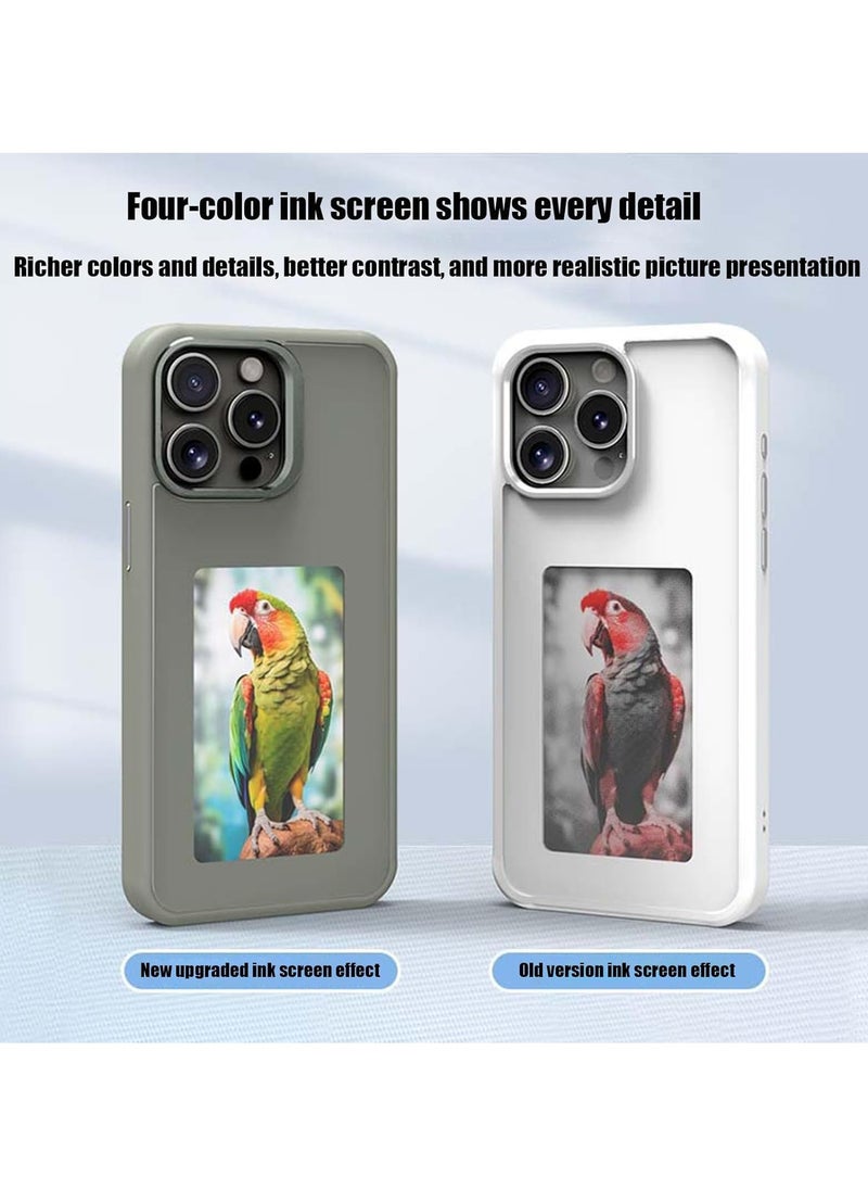 Generic - Smart NFC Ink Phone Case Compatible for iPhone 15 Pro,Customizable E-Ink Screen DIY Images Long-Lasting Display Fast Transmission (Gray) - Image 1