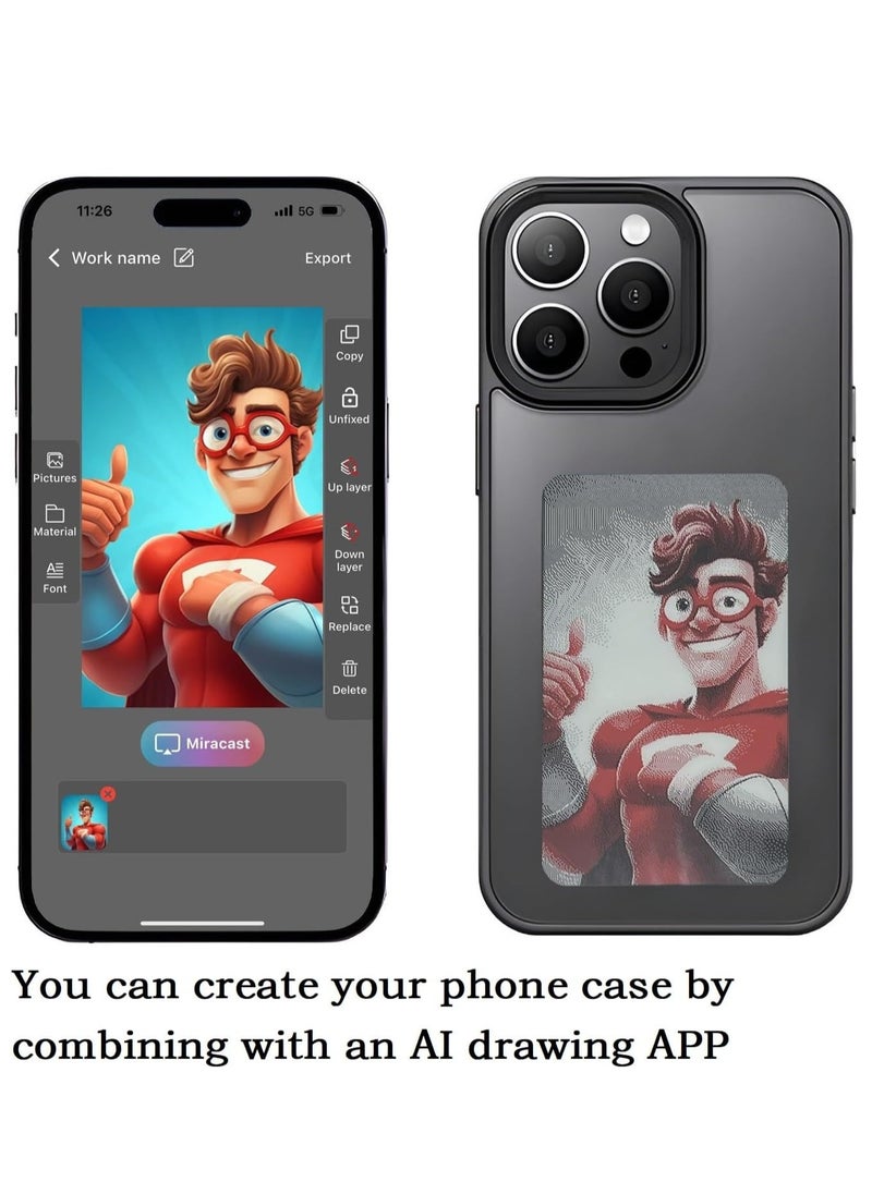 Generic - Smart NFC Ink Phone Case Compatible for iPhone 15 Pro,Customizable E-Ink Screen DIY Images Long-Lasting Display Fast Transmission (Gray) - Image 1