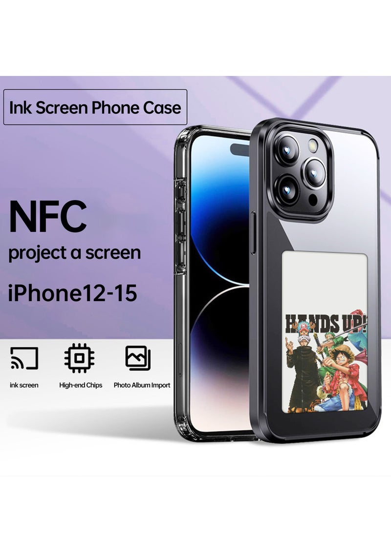 Generic - Smart NFC Ink Phone Case Compatible for iPhone 15 Pro,Customizable E-Ink Screen DIY Images Long-Lasting Display Fast Transmission (Gray) - Image 1
