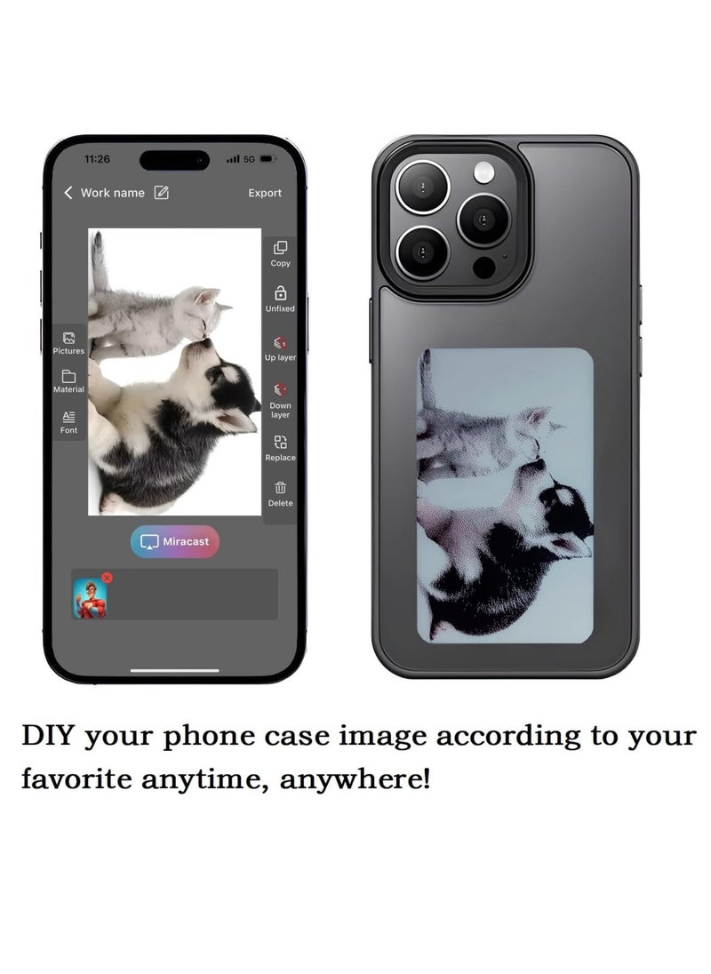 Generic - Smart NFC Ink Phone Case Compatible for iPhone 15 Pro,Customizable E-Ink Screen DIY Images Long-Lasting Display Fast Transmission (Gray) - Image 1
