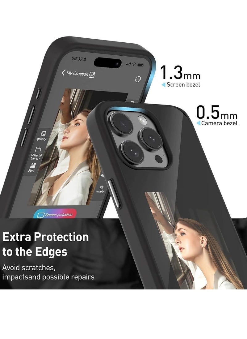 Generic - Smart NFC Ink Phone Case Compatible for iPhone 15 Pro,Customizable E-Ink Screen DIY Images Long-Lasting Display Fast Transmission (Gray) - Image 1