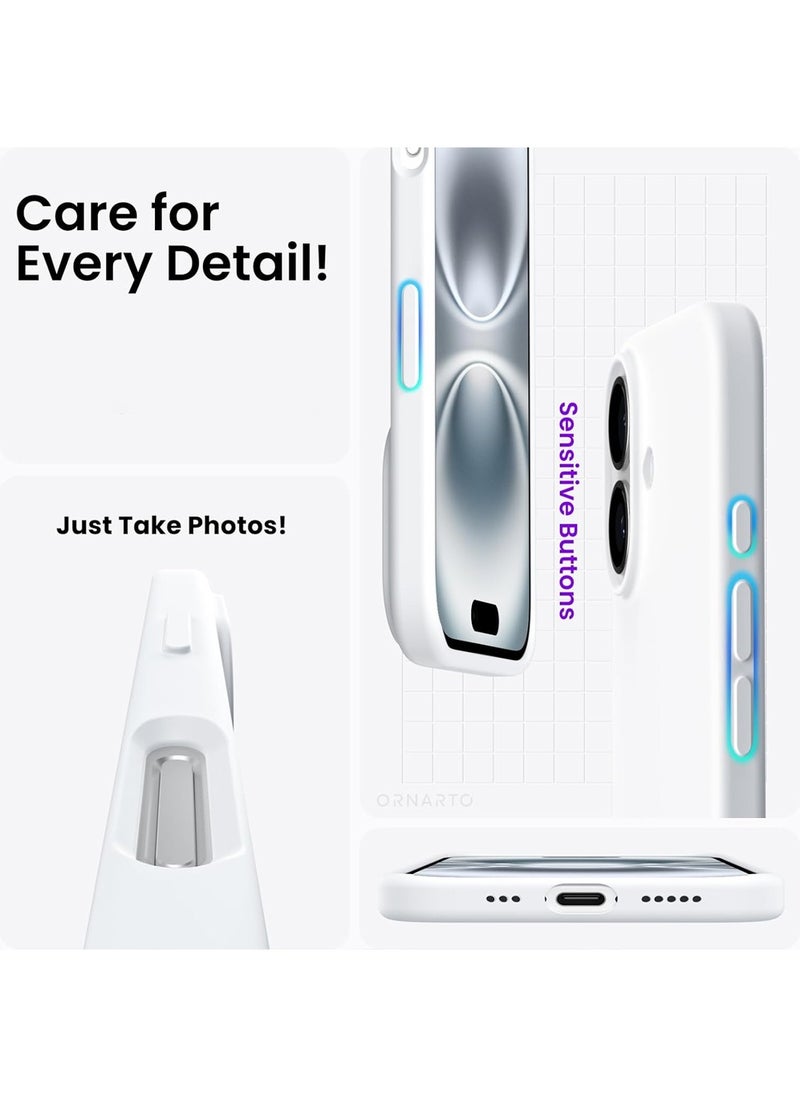 X-level Compatible with iPhone 16 Case 6.1", Slim Liquid Silicone 3 Layers Full Covered Soft Gel Rubber Shockproof Phone Case, Protective Cover with Anti-Scratch Microfiber Lining-White  - Image 3