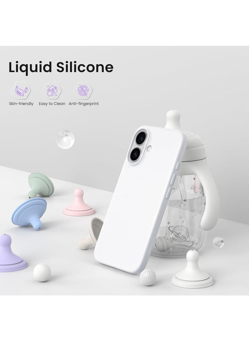 X-level Compatible with iPhone 16 Case 6.1", Slim Liquid Silicone 3 Layers Full Covered Soft Gel Rubber Shockproof Phone Case, Protective Cover with Anti-Scratch Microfiber Lining-White  - Image 4
