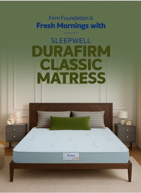 Sleepwell Durafirm 2.0 | Visco Medicated Foam | Single Bed Size | Medium Firm | Neem Fresche Technology | Anti Sag Mattress (200L x 90W x 15H cm)