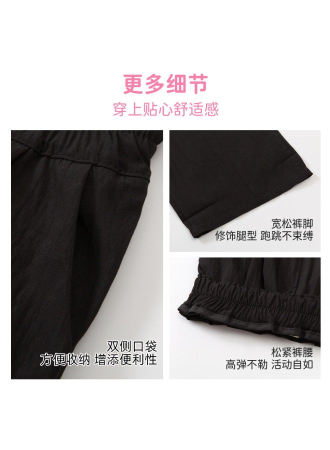 Bumblebee Girls' Mosquito-repellent Pants Thin Summer Kids' Wear Ice Silk Wide-leg Trousers Girls' Long Pants Big Kids' Yamamoto Straight Pants - Image 5