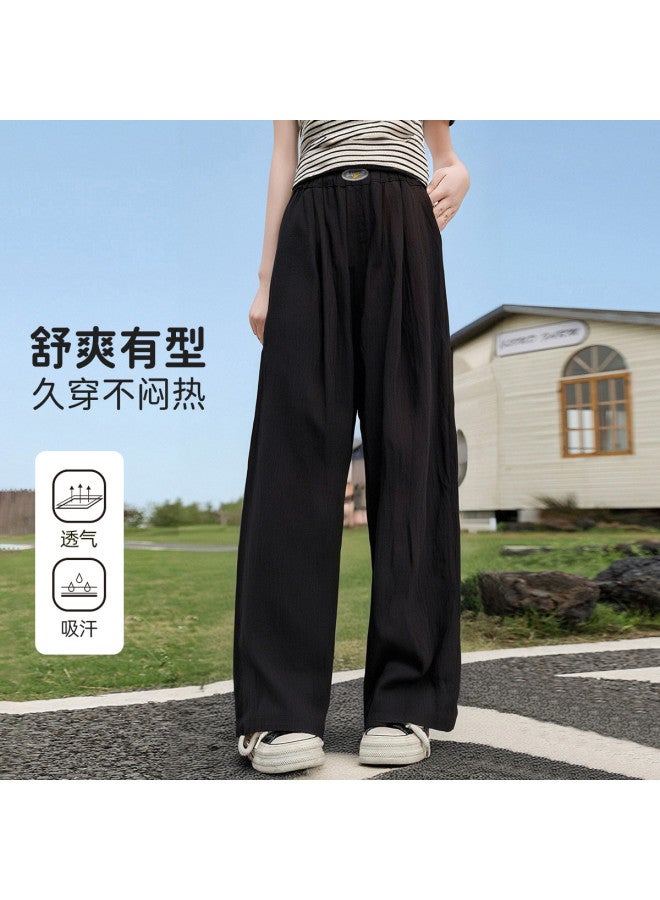 Bumblebee Girls' Mosquito-repellent Pants Thin Summer Kids' Wear Ice Silk Wide-leg Trousers Girls' Long Pants Big Kids' Yamamoto Straight Pants - Image 2