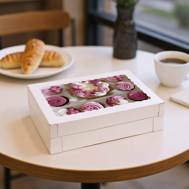 KEEPARTY 5 PCS 20x14x5 Inches Large Sheet Cake Boxes with Window Corrugated Rectangle Bakery Box for Cake Cupcakes Cookies Dessert Pastry Baking Pie Packaging - Image 5