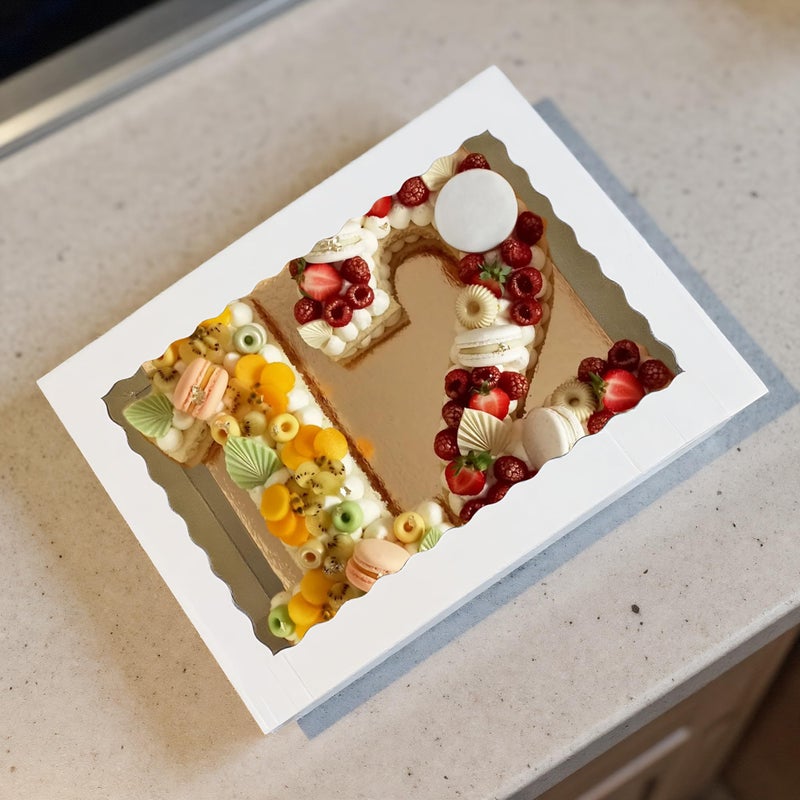 KEEPARTY 5 PCS 20x14x5 Inches Large Sheet Cake Boxes with Window Corrugated Rectangle Bakery Box for Cake Cupcakes Cookies Dessert Pastry Baking Pie Packaging - Image 3