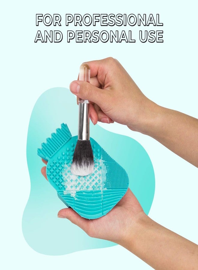 Lindo CosMat Makeup Brush Cleaning Mat - Silicone Brush Scrubber, Portable Washing Tool with Handle (Green) - Image 3