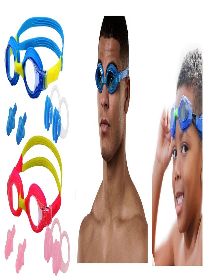 amon crafts Combo Set Of 2 Unisex Swimming Goggles With Earplugs - Image 1