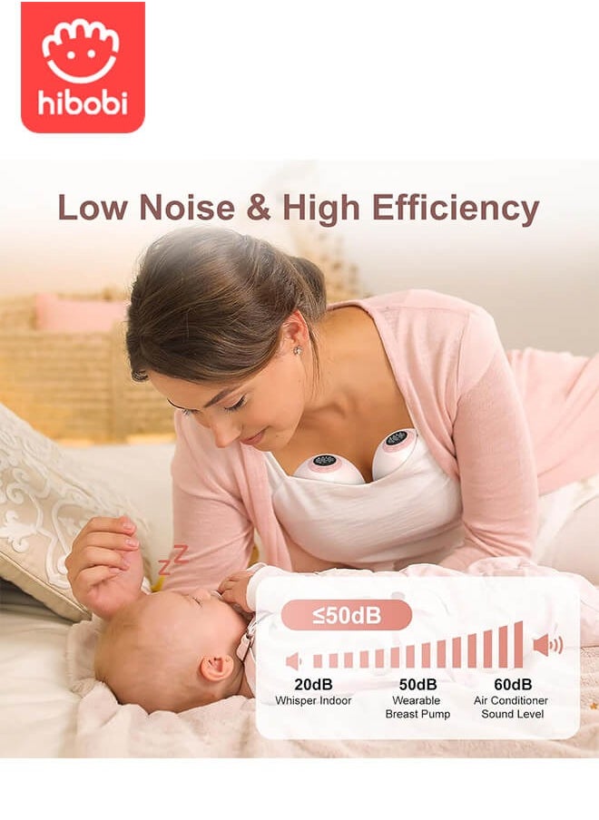 hibobi - Wearable Breast Pump Hands-Free – Smart Electric Breastfeeding Pump with Voice Alerts & Milk Level Monitoring, Ultra-Quiet, Anti-Backflow, 4 Modes & 12 Levels per Mode (48 Suction Options), BPA-Free Soft Silicone, Portable & Rechargeable-2 Pack - Image 1