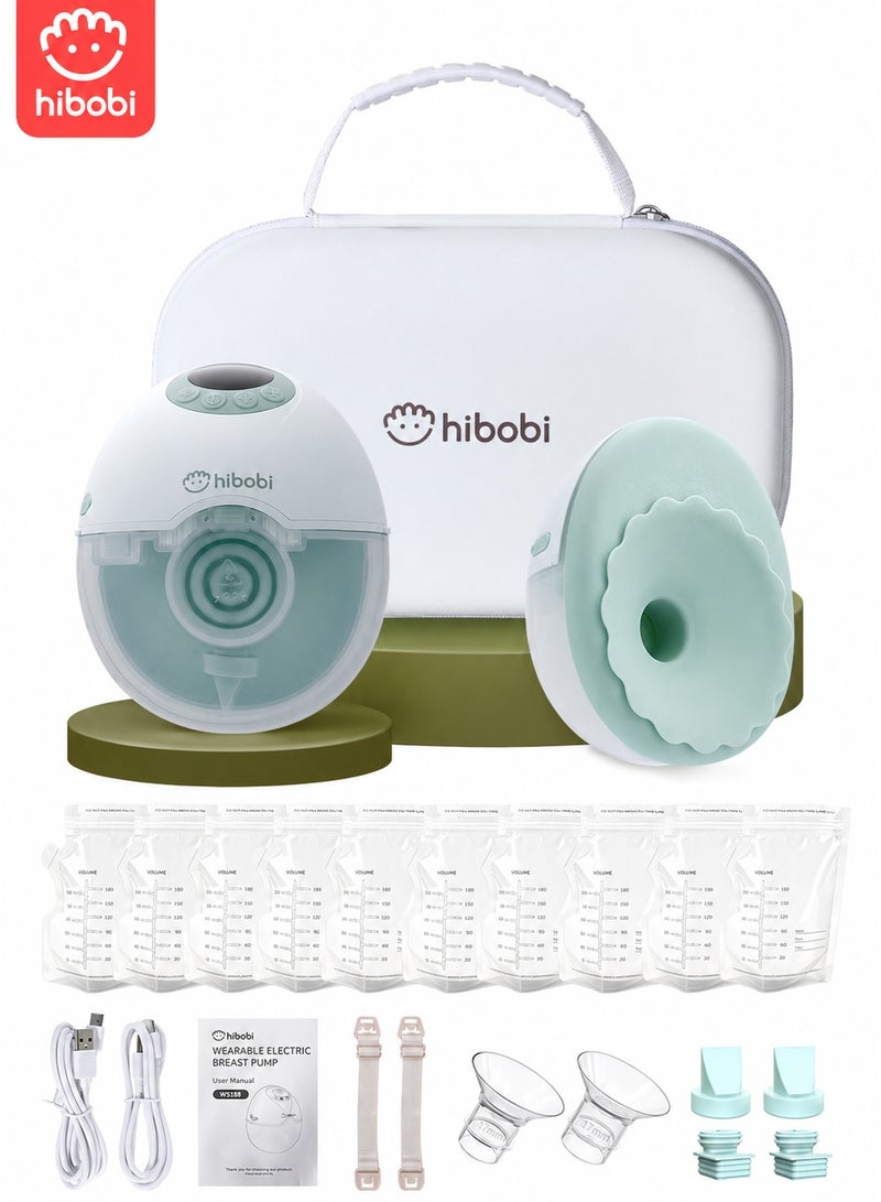 hibobi Secure Wearable Electric Breast Pump – Discreet Fit, 4 Modes × 12 Levels with Smart Memory, Whisper-Quiet & Powerful Suction, Fast Charging, Double Wireless Hands-Free Design, Gift-Ready for Travel, Visits & Special Occasions - Image 1