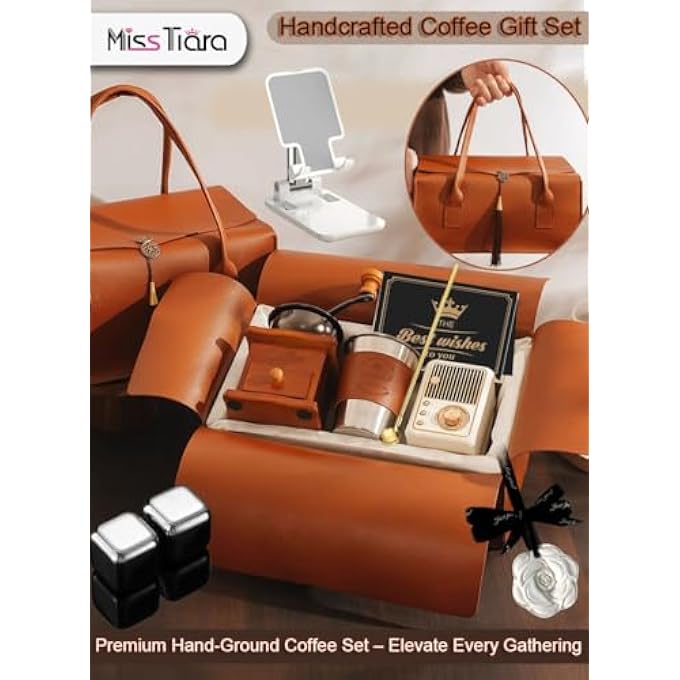 rayihni Misstiara Coffee Maker Gift Basket SetVintage Handheld Manual Coffee GrinderInsulated Brewing CupPortable HandBrewing Coffee Accessories Kit Gift For Coffee Lovers Birthday MotherS Day Set A - Image 4