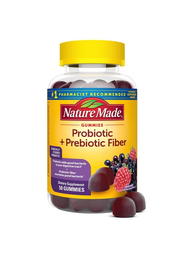 Nature Made Nature Made Probiotic + Prebiotic Fiber Gummies, Gut Health, Fiber Supplement and Probiotics for Digestive Health, 50 Gummies, 25 Day Supply  - Image 1