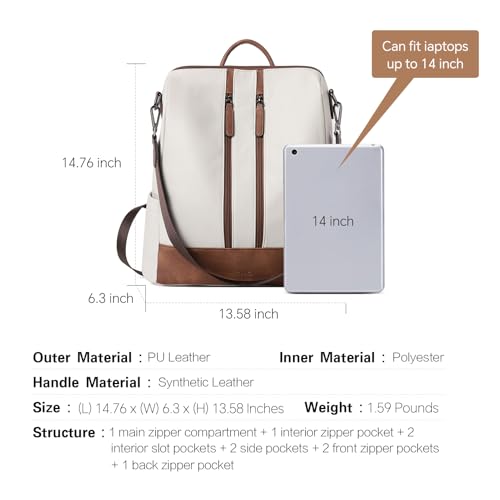 CLUCI Backpack Purse for Women Leather Backpack Convertible Large Travel Ladies Fashion Casual Shoulder Bag - Image 3