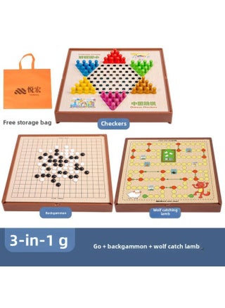Multi-functional One Chessboard Flying Chess Checkers Backgammon Go Card Beasts Chess Children's Toys Foreign Trade-Color:Three-in-one [large Size] Checkers + Backgammon + Wolf Catching Lamb - pzsku/Z8F67DD56FDE7983680CAZ/45/1745483709/ff4e296a-dc74-415c-b09c-ebf65251ae4c
