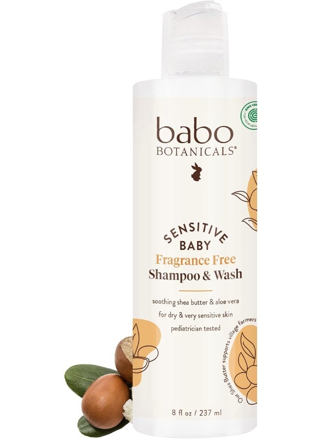 Babo Botanicals Sensitive Baby 2-in-1 Shampoo & Wash - Shea Butter, Calendula & Aloe - Image 1
