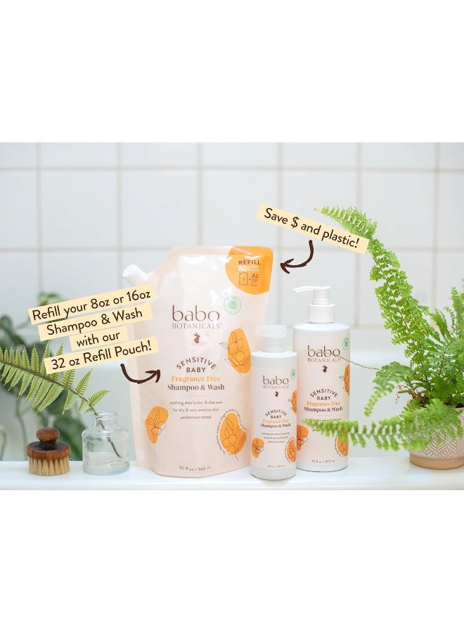 Babo Botanicals Sensitive Baby 2-in-1 Shampoo & Wash - Shea Butter, Calendula & Aloe - Image 3