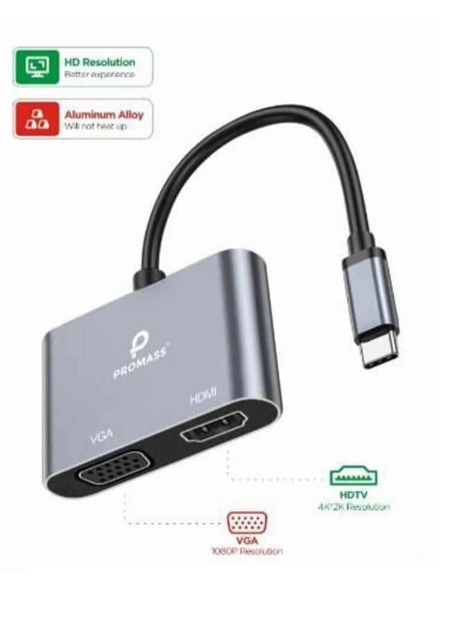 بروماس موصل HD وVGA متوافق مع iPhone 15 ومعظم الأجهزة التي تستخدم منفذ Type-C للاتصال المباشر بدون كابل شحن - Image 1