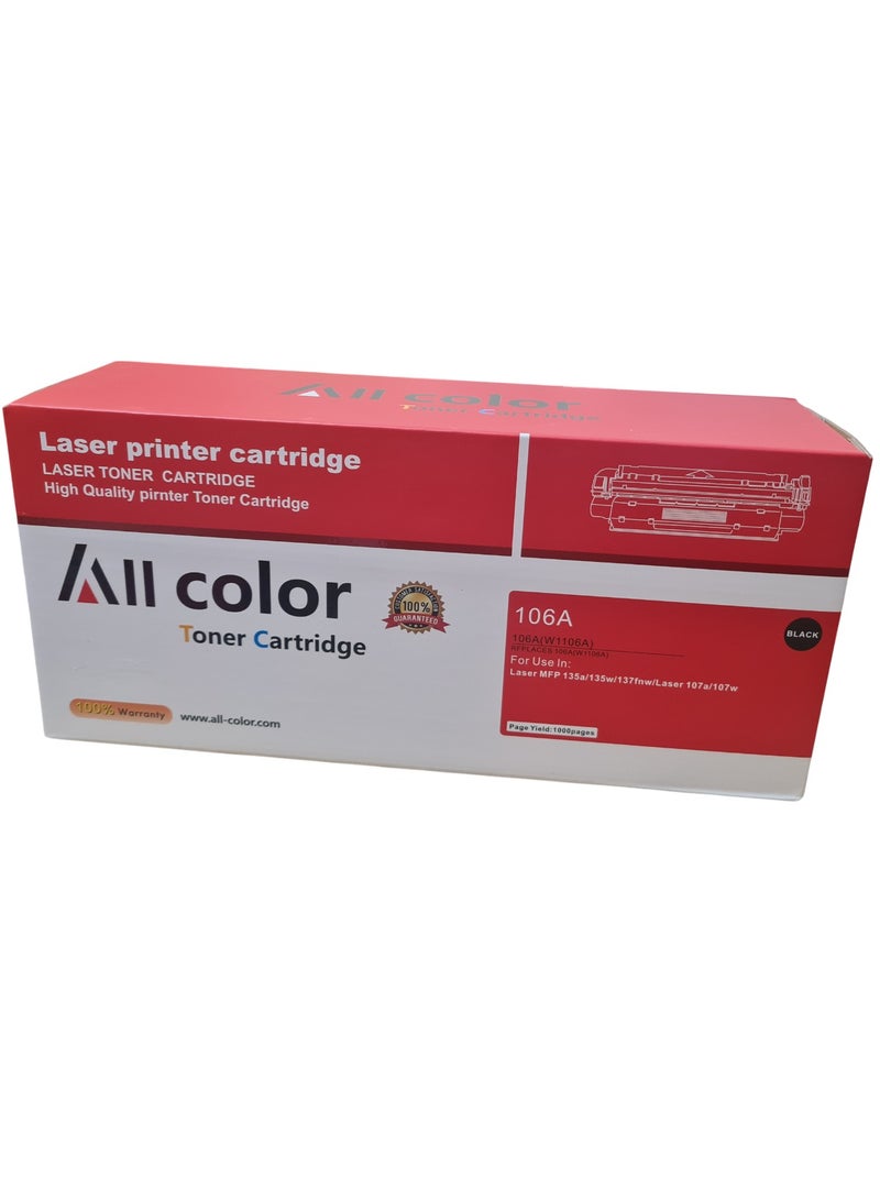 اول كلور خرطوشة حبر 106A مع شريحة W1106A متوافقة مع طابعة HP LaserJet 107a MFP 135a 135w 137fnw باللون الأسود - Image 2