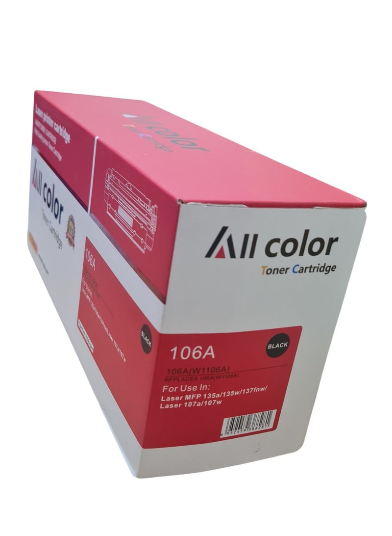 اول كلور خرطوشة حبر 106A مع شريحة W1106A متوافقة مع طابعة HP LaserJet 107a MFP 135a 135w 137fnw باللون الأسود - Image 1