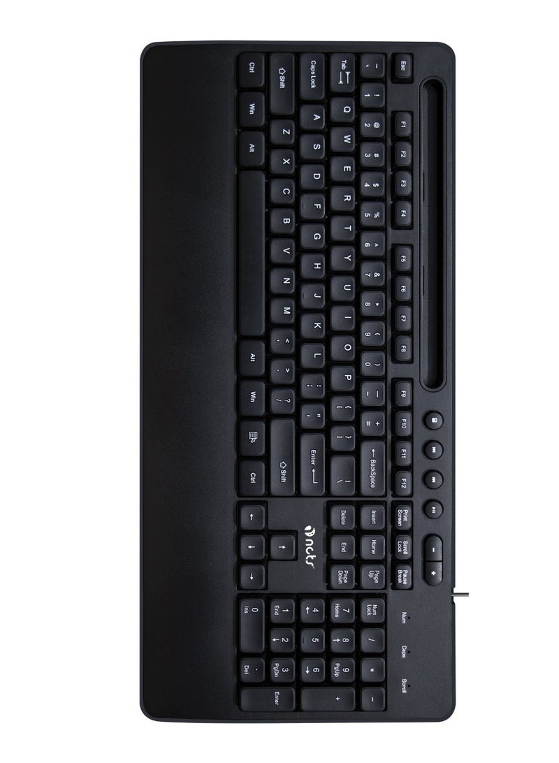 NCTS KB9B Wired Keyboard with Tablet/Mobile/Pen Holder, Compatible with USB 2.0/3.0, Support USB1.0/1.1 English, French Layout for Win/Mac, Desktop, Laptop,1 Year Warranty (ENGLISH KEYBOARD) - Image 3