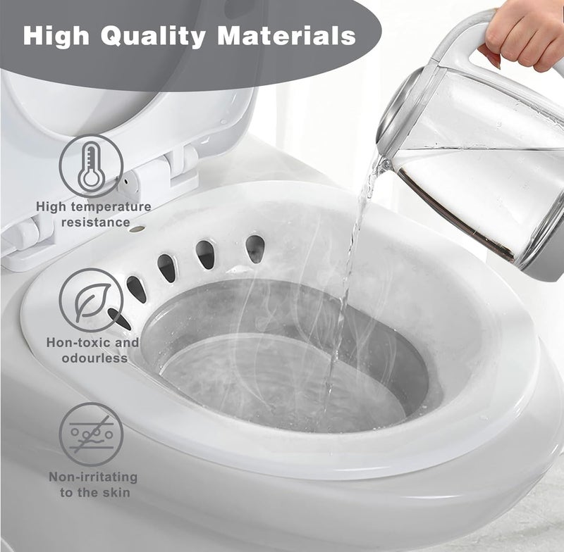 TAGPR Sitz Bath Tub for Adult Portable Foldable Piles Postpartum Essentials Fissure With Pressure Pump Pregnant Women Care Hemorrhoids Vaginal Recovery Anal Inflammation Treatment (Design 1) - Image 2