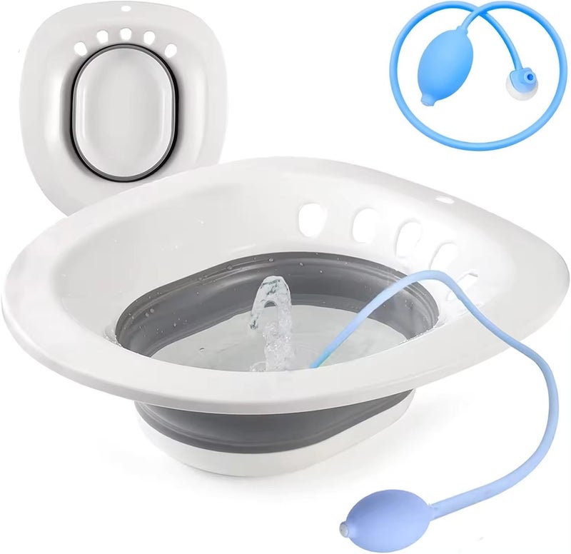 TAGPR Sitz Bath Tub for Adult Portable Foldable Piles Postpartum Essentials Fissure With Pressure Pump Pregnant Women Care Hemorrhoids Vaginal Recovery Anal Inflammation Treatment (Design 1) - Image 1