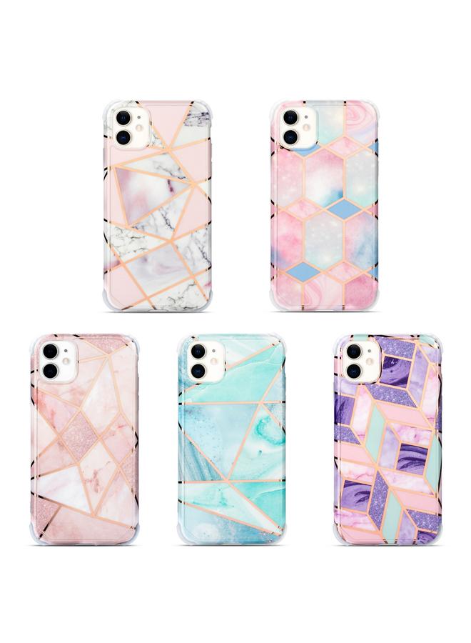 Zaboon Case For iPhone 13 mini Electroplating Matching Marble IMD Four-Corner TPU Shockproof Case - Image 2