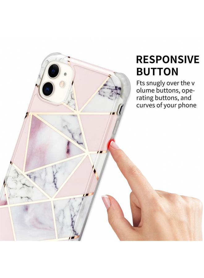 Zaboon Case For iPhone 13 mini Electroplating Matching Marble IMD Four-Corner TPU Shockproof Case - Image 3