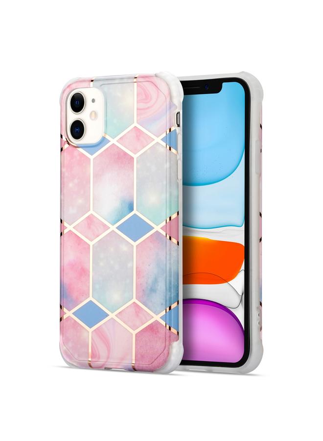 Zaboon Case For iPhone 13 mini Electroplating Matching Marble IMD Four-Corner TPU Shockproof Case - Image 1