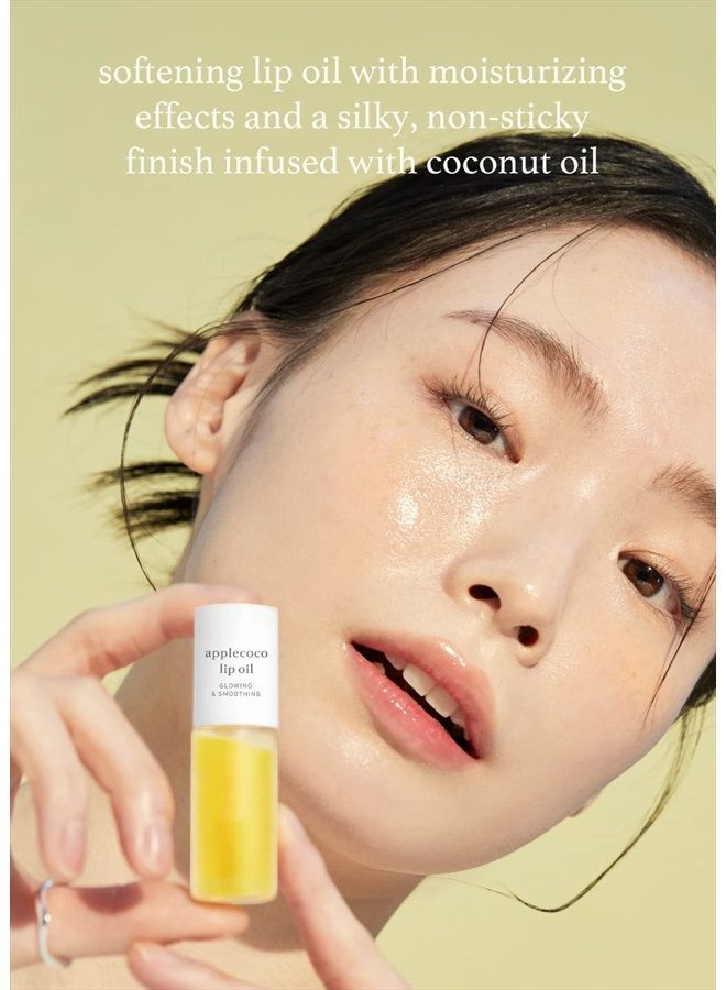 NOONI Korean Lip Oil - Applecoco | with Apple Seed Oil, Coconut Oil, Lip Stain, Softening, Moisturizing, Glowing, Revitalizing, and Tinting for Dry Lips, 0.12 Fl Oz (Clear) - Image 2