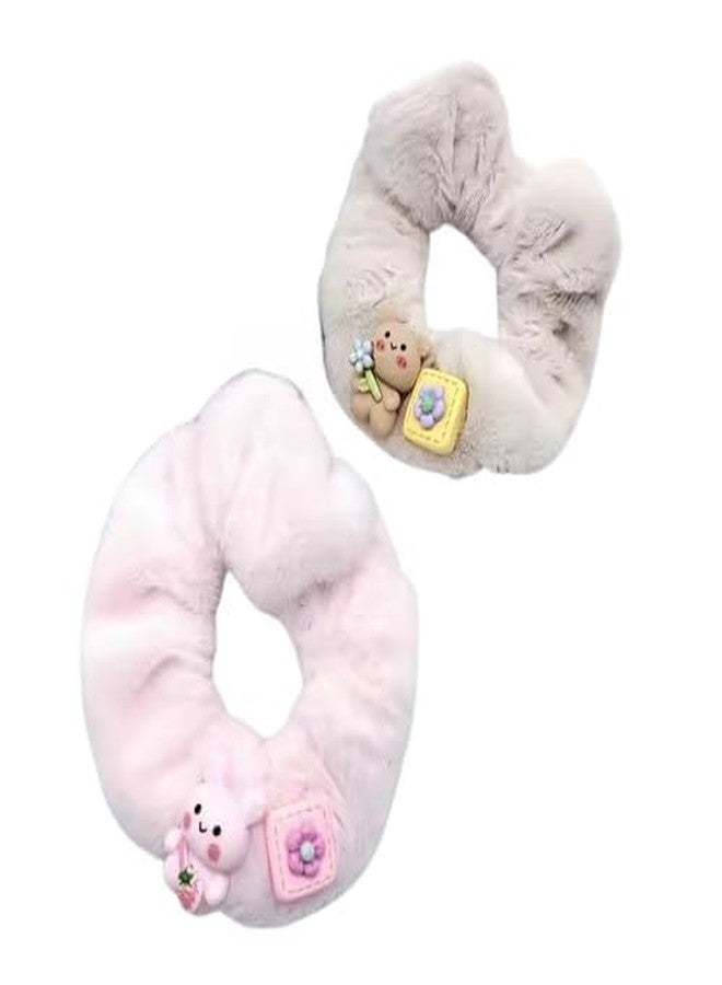 Dkriva® Soft Velvet Hair Scrunchies for Girls Women, Elastic Hair Bands, Hair Accessories for Daily Use, Ponytail Holders for Thick Hair, Smooth Texture, Non Slip Grip, Pack of 2, No Breakage - Image 1