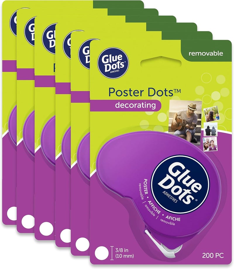 Glue Dots Poster Dot N' Go Dispensers, Set of 6 Complete Dispensers, Each with 200 (.375 Inch) Poster Adhesive Dots, 1200 Dots/Pack (24233-AMZ) - Image 2