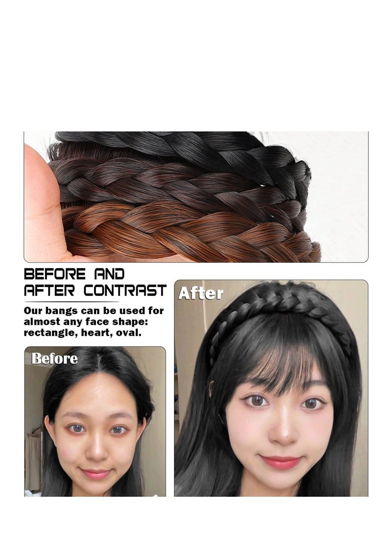 Y&D Front Hair Bangs Fringe Extensions Headband, Synthetic Wigs Headband for Women Girls, Wig Props Decoration Cosplay Wedding Photo Party(Black)  - Image 3