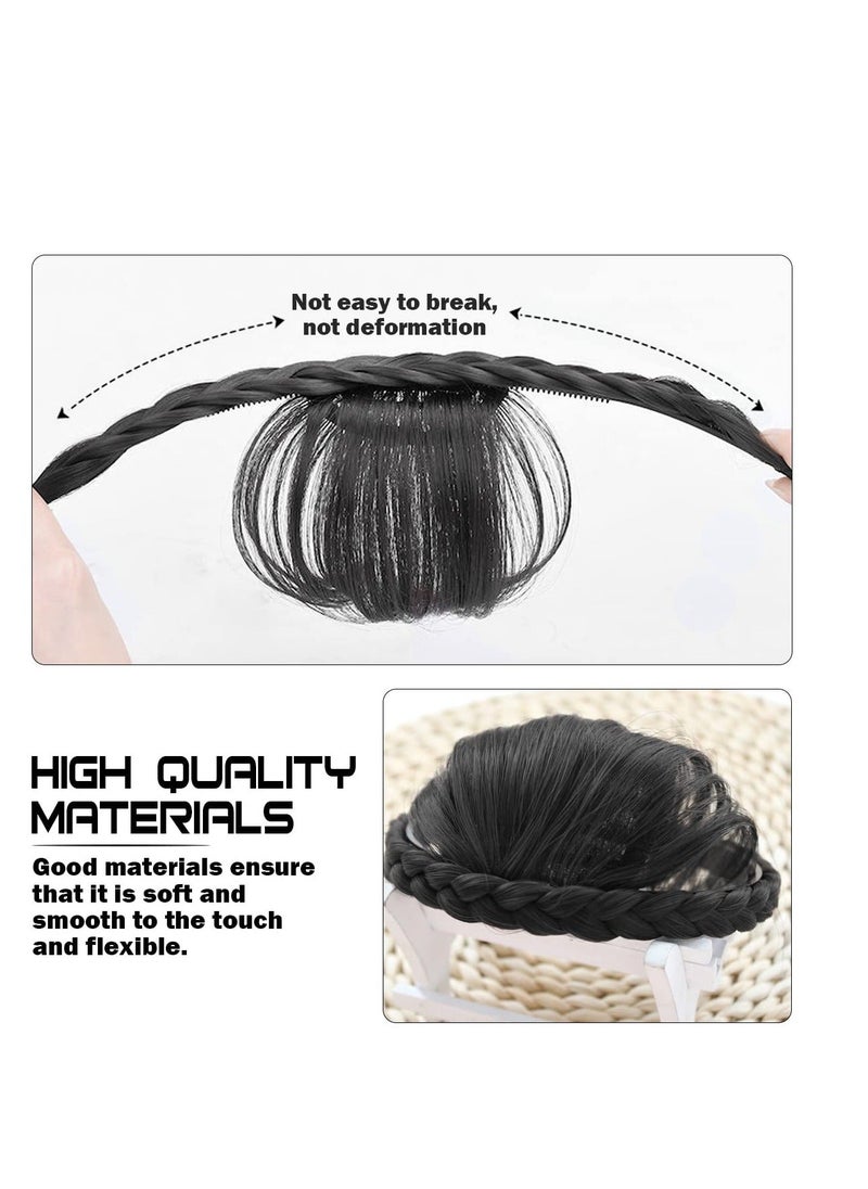 Y&D Front Hair Bangs Fringe Extensions Headband, Synthetic Wigs Headband for Women Girls, Wig Props Decoration Cosplay Wedding Photo Party(Black)  - Image 5
