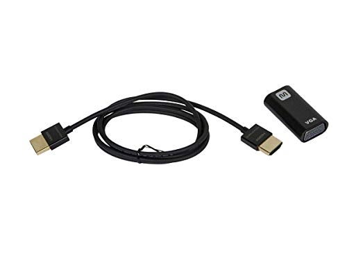 Monoprice HDMI to VGA Kit - with Ultra-Slim HDMI cable, 0.9in x 0.5in x 1.7in (23 x 12 x 42 mm), Laptop, Desktop, PC, Mac - Image 1