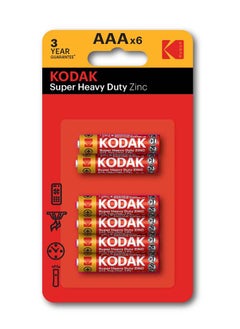 Kodak KODAK Super Heavy Duty | AAA Batteries | Triple A | Disposable Household | Carbon Zinc | 1.5V | 6 Blister Pack  - Image 1