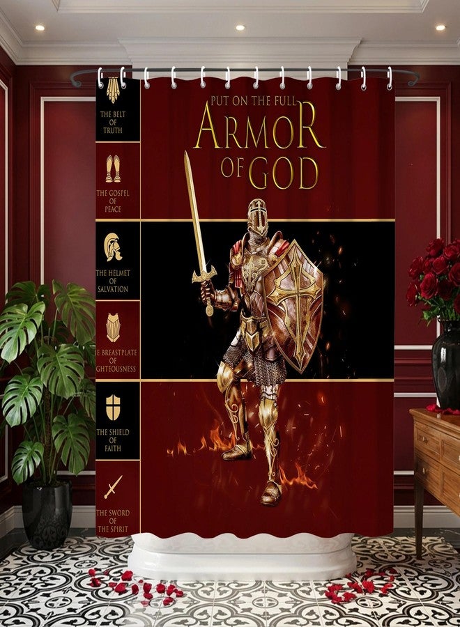 TSLOVER Armor of God,Pastor Appreciation Gifts,Inspirational Christian Shower Curtains,Bible Verse Shower Curtains for Religious or Christian,Funny Waterproof Polyester Fabric Bathroom Decor,72x72 Inch - Image 1