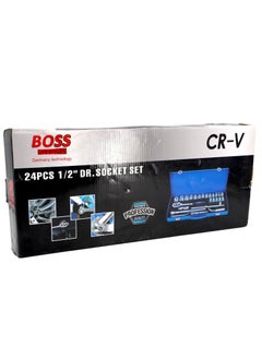 BOSS LIFE STYLE 24 Pieces Socket Set 1/2" Master Drive CRV Impact Socket Set in Metal Portable Case, Includes Extension Bars, Universal Joint & Sliding T-bar for home use and professional purpose  - Image 4