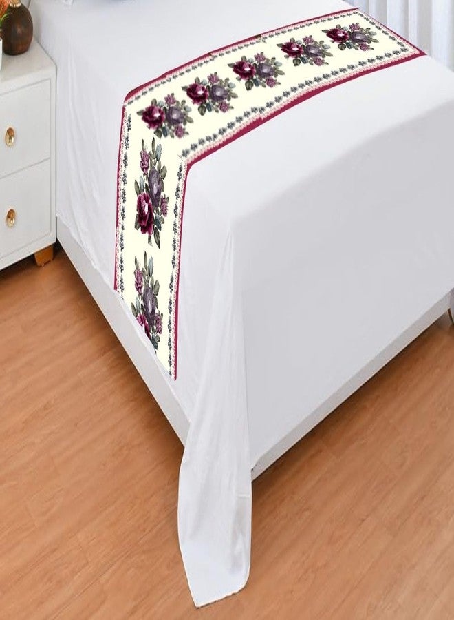BLUEDOT Premium Velvet Quilted Set of Bed Runner (16 x 96 inches) and 2 Cushion Covers (16 x 16 inches) Combo Set- Green (Purple Rose) - Image 3