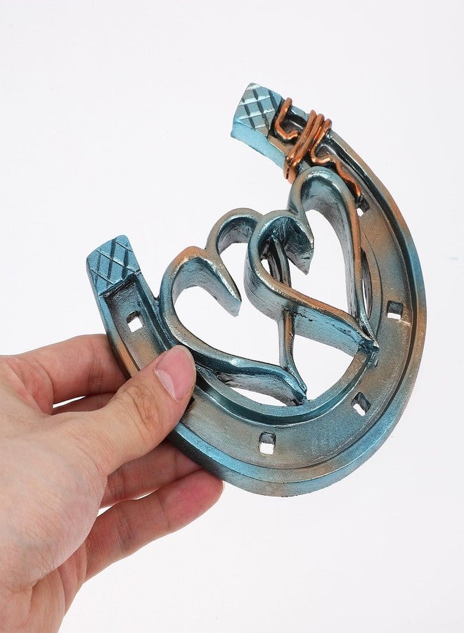 أموسفون ديكور جداري على شكل حدوة حصان من آموسفن، منحوتة جدارية على شكل حدوة حصان مجوفة على شكل قلب مزدوج، حدوات حصان ريفية معلقة، ديكور غربي، زينة حفلات عيد الفصح للمنزل والحديقة - Image 3