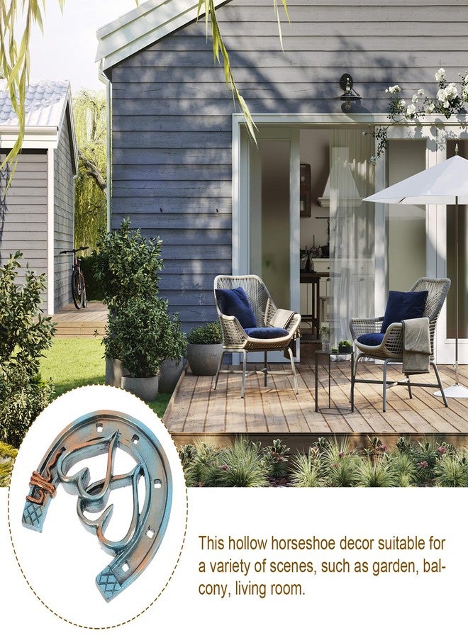 أموسفون ديكور جداري على شكل حدوة حصان من آموسفن، منحوتة جدارية على شكل حدوة حصان مجوفة على شكل قلب مزدوج، حدوات حصان ريفية معلقة، ديكور غربي، زينة حفلات عيد الفصح للمنزل والحديقة - Image 4