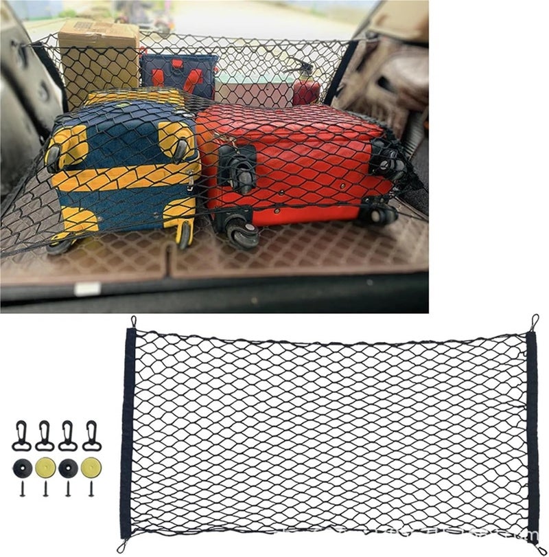 Car Rear Trunk Net Mesh Elastic Nylon Back Cargo Storage Organizer Double Layer Luggage Grocery Holder Universal Car Accessories(110 x 40cm) - Image 1
