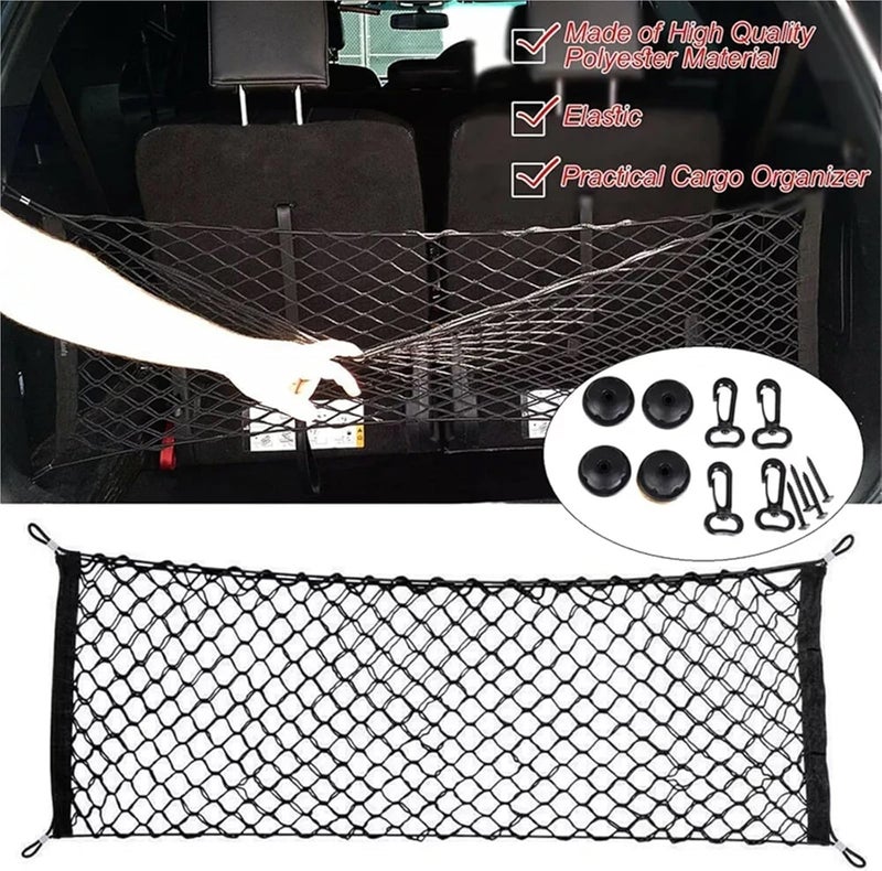 Car Rear Trunk Net Mesh Elastic Nylon Back Cargo Storage Organizer Double Layer Luggage Grocery Holder Universal Car Accessories(110 x 40cm) - Image 3