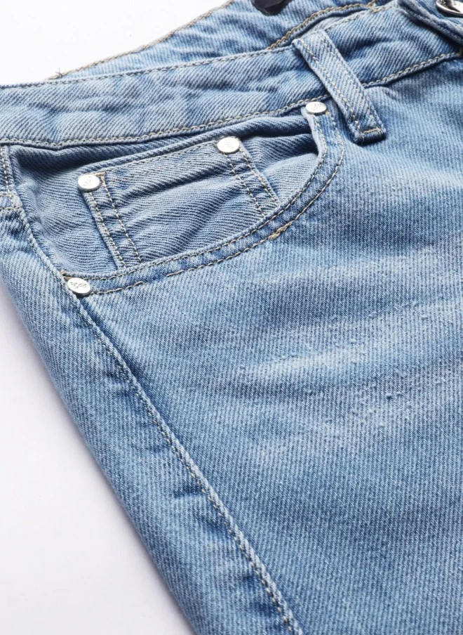 STREET 9 Light Blue Wide Leg Mid-Rise Jeans for Women