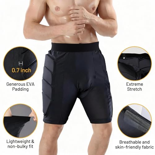 Tanden Padded Shorts Hip Impact Shorts Tailbone Protector Pad for Snowboarding Pads, Snowboard Butt Pad for Skating Ski Skateboarding Ice Figure Skating Crash Pads S - Image 3